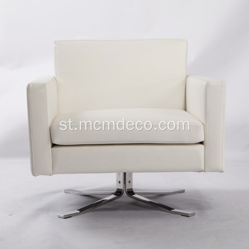 White Kennedee Rotatanle Leather Armchair